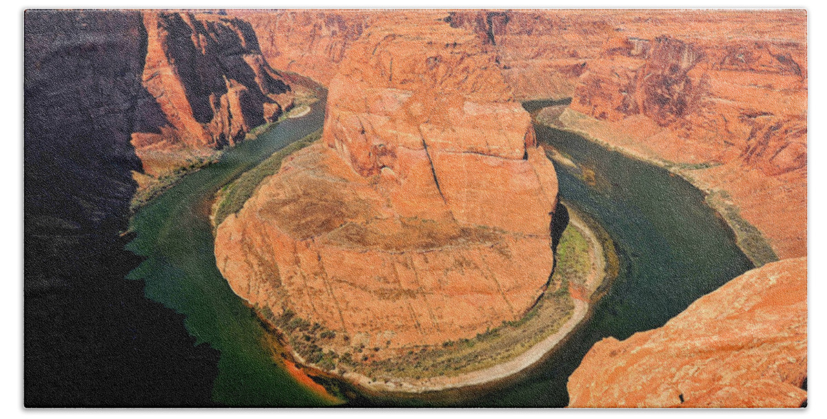 Horseshoe Bend Beach Towel featuring the photograph Horseshoe Bend in Arizona #1 by Mitchell R Grosky