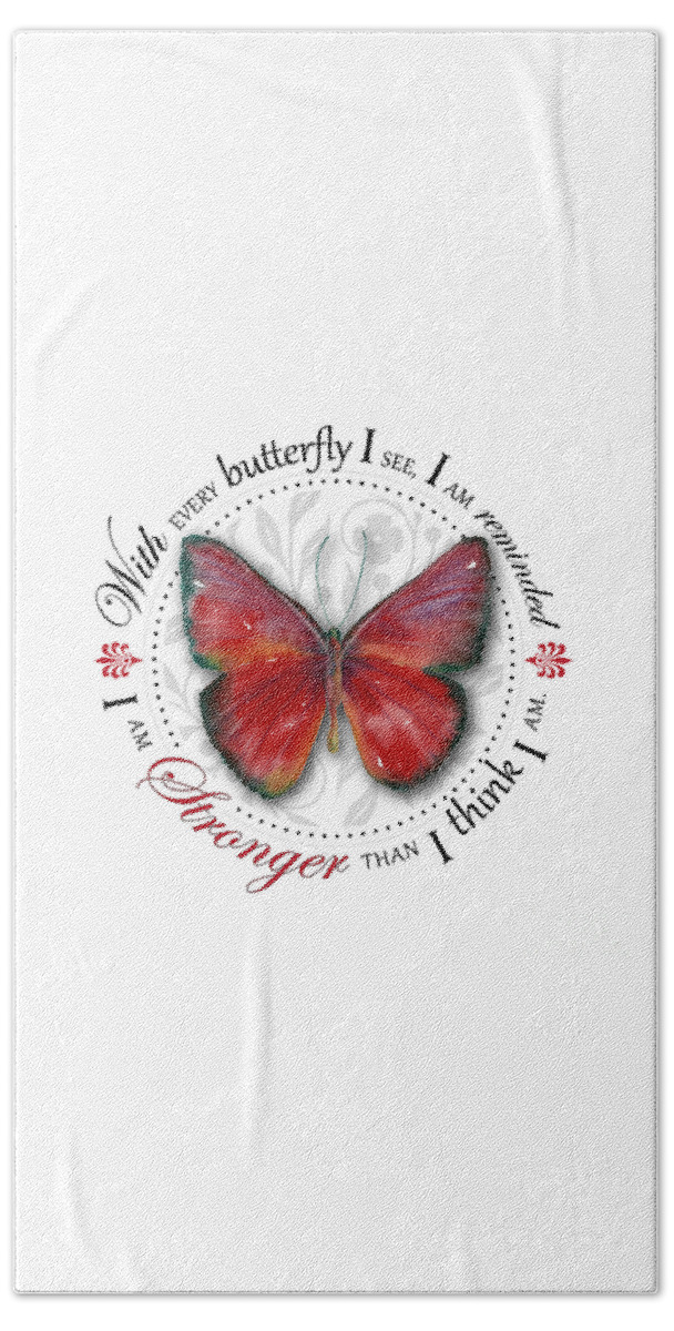 Butterfly Butterflies Beach Sheet featuring the painting I am stronger than I think I am #2 by Amy Kirkpatrick