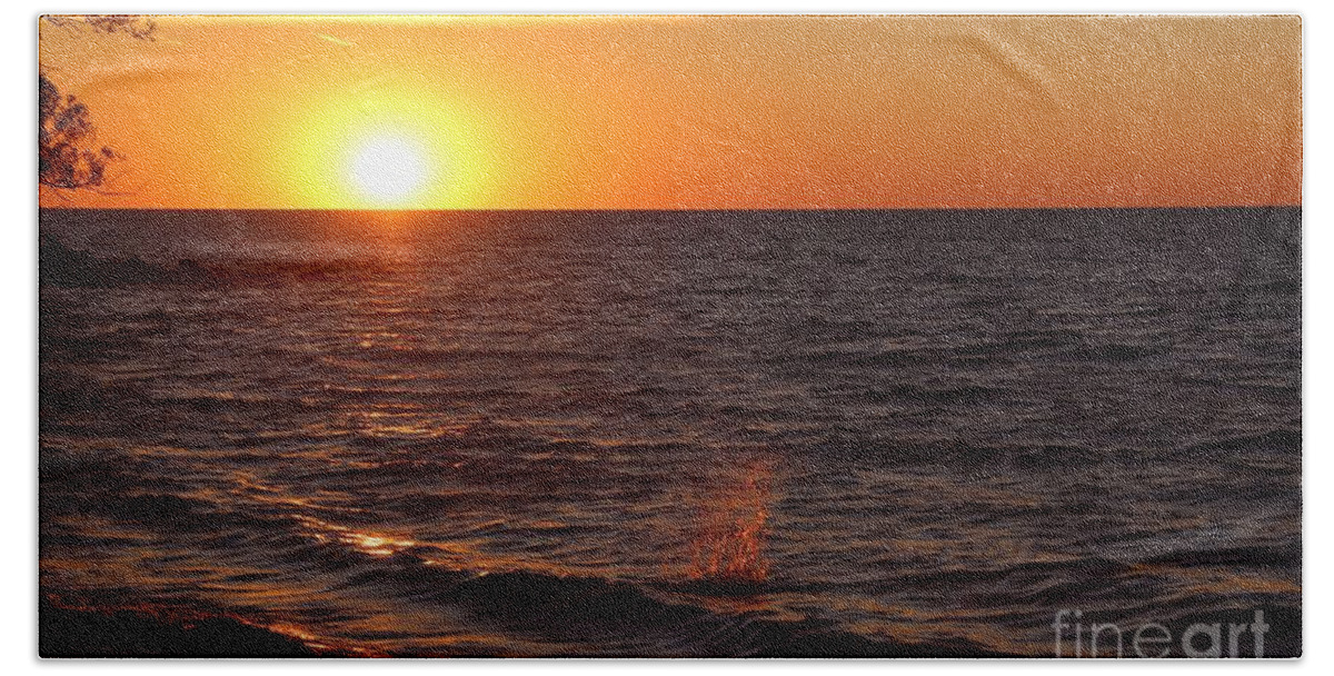 Water Beach Towel featuring the photograph Lake Ontario Sunset #1 by Jemmy Archer