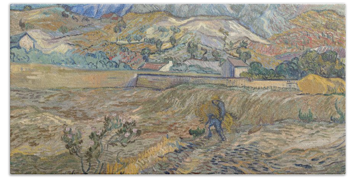Vincent Van Gogh Beach Towel featuring the painting Landscape At Saint-Remy #1 by Vincent Van Gogh
