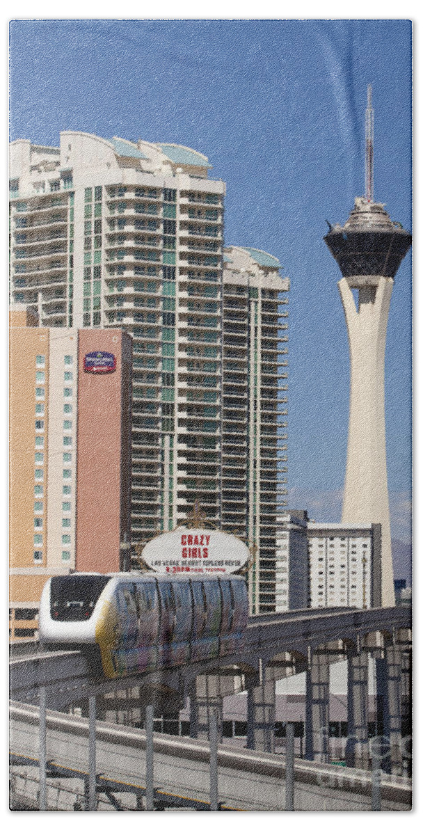 Stratosphere Beach Towel featuring the photograph Las Vegas Monorail #1 by Anthony Totah