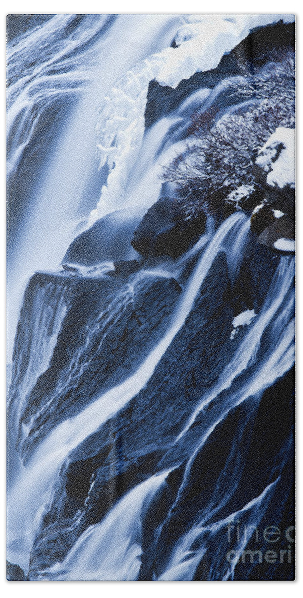 Water Beach Towel featuring the photograph Lava Waterfalls #1 by Gunnar Orn Arnason