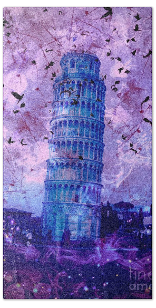 Leaning Tower Of Pisa Beach Towel featuring the digital art Leaning Tower of Pisa 2 by Marina McLain