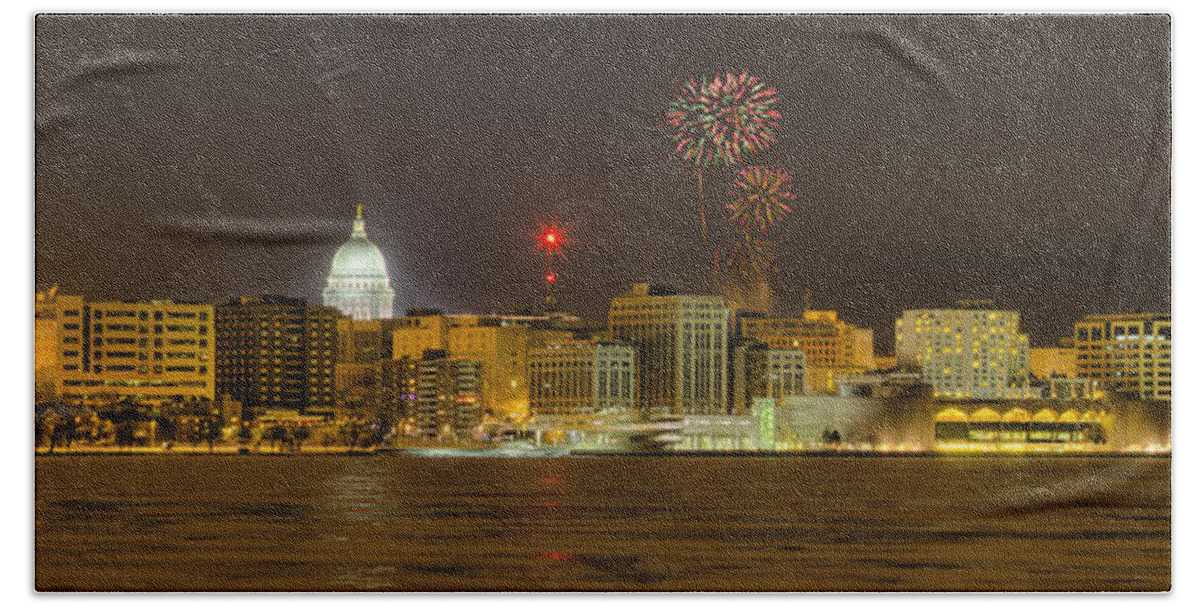 Capitol Beach Towel featuring the photograph Madison New Years Eve by Steven Ralser