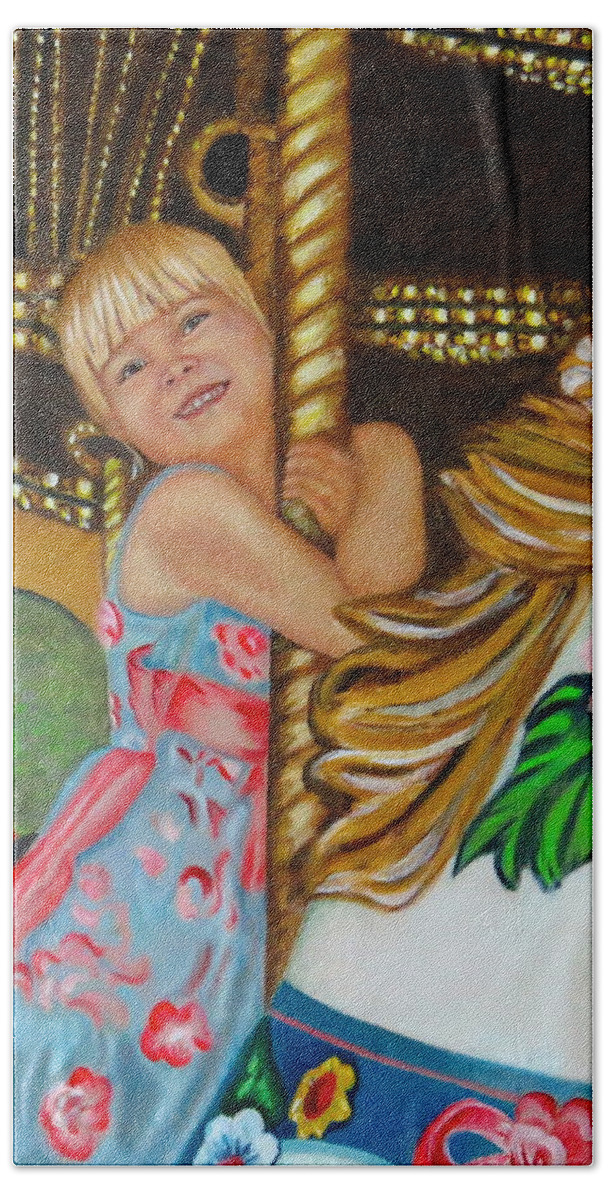 Merry-go-round Beach Sheet featuring the painting Merry-Go-Round by Sharon Schultz