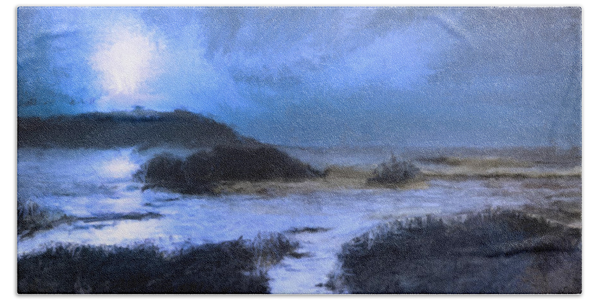 Moon Beach Towel featuring the painting Moonlight Sonata #1 by Bruce Nutting
