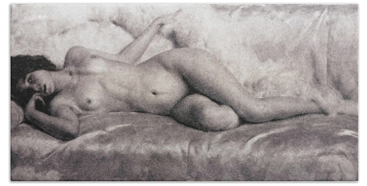Giacomo Grosso Beach Towel featuring the digital art Nude #1 by Giacomo Grosso