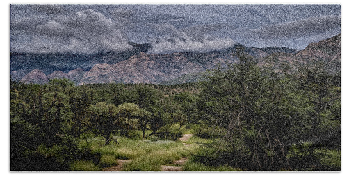 Santa Catalina Mountains Beach Sheet featuring the photograph Odyssey Into Clouds Oil by Mark Myhaver