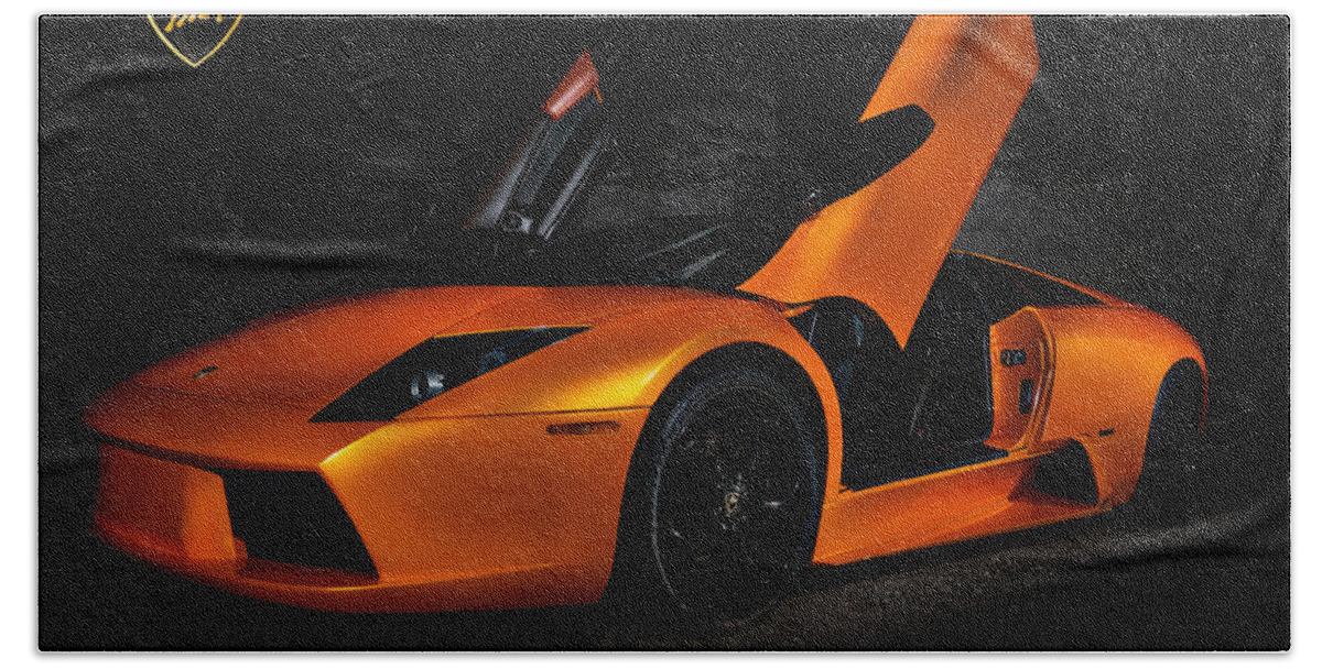 Italia Beach Towel featuring the digital art Orange Murcielago by Douglas Pittman
