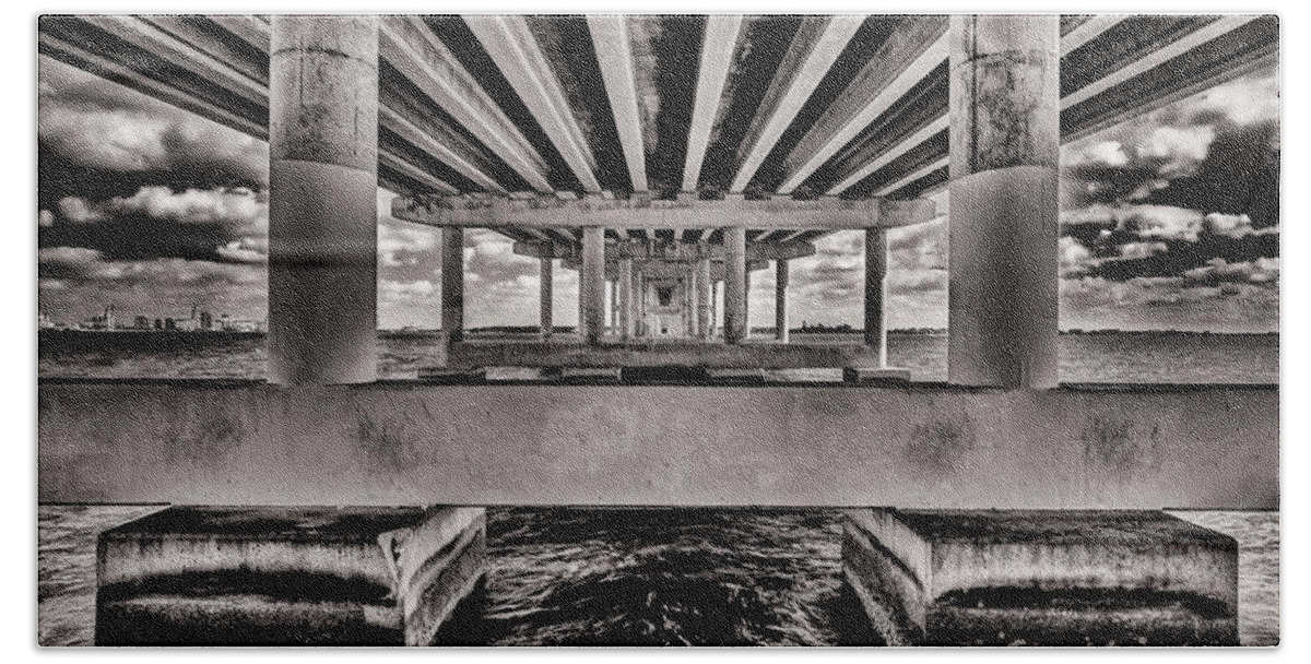Architecture Beach Towel featuring the photograph Rickenbacker Causeway Bridge #1 by Raul Rodriguez