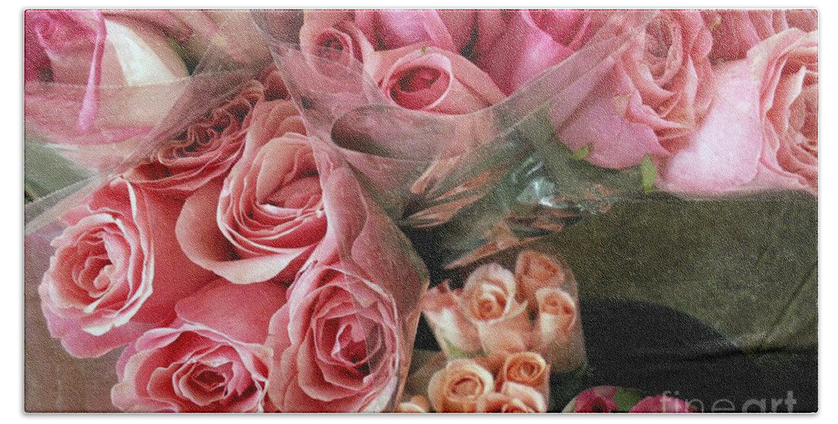 Pink Beach Towel featuring the photograph Roses for Sale by Valerie Reeves