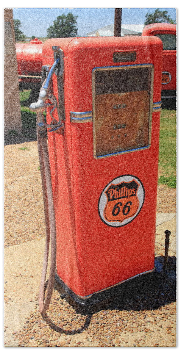 66 Beach Towel featuring the photograph Route 66 Gas Pump #1 by Frank Romeo