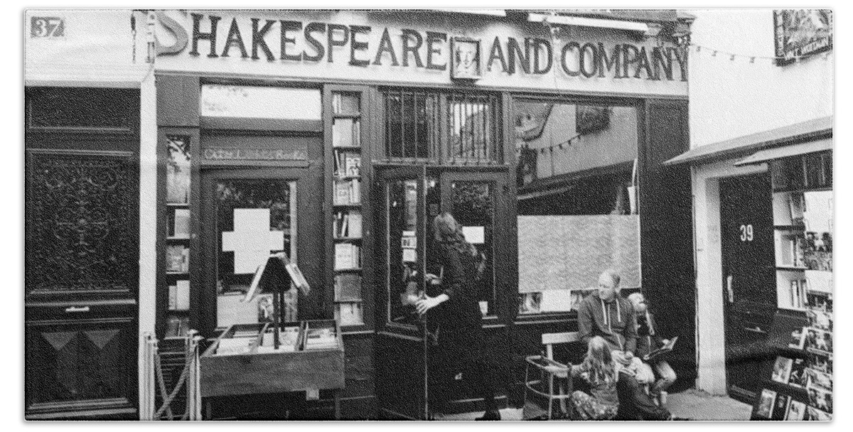 Paris Beach Towel featuring the photograph Shakespeare and Company Bookstore in Paris France #1 by Rick Rosenshein