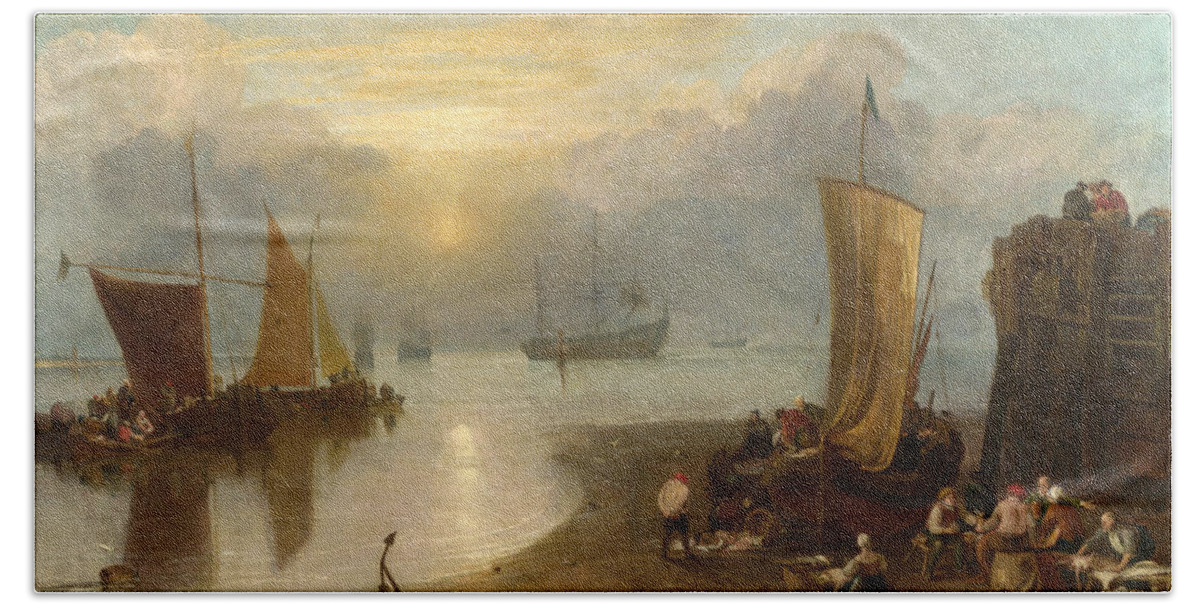 Joseph Mallord William Turner Beach Towel featuring the painting Sun Rising through Vapour #3 by Joseph Mallord William Turner