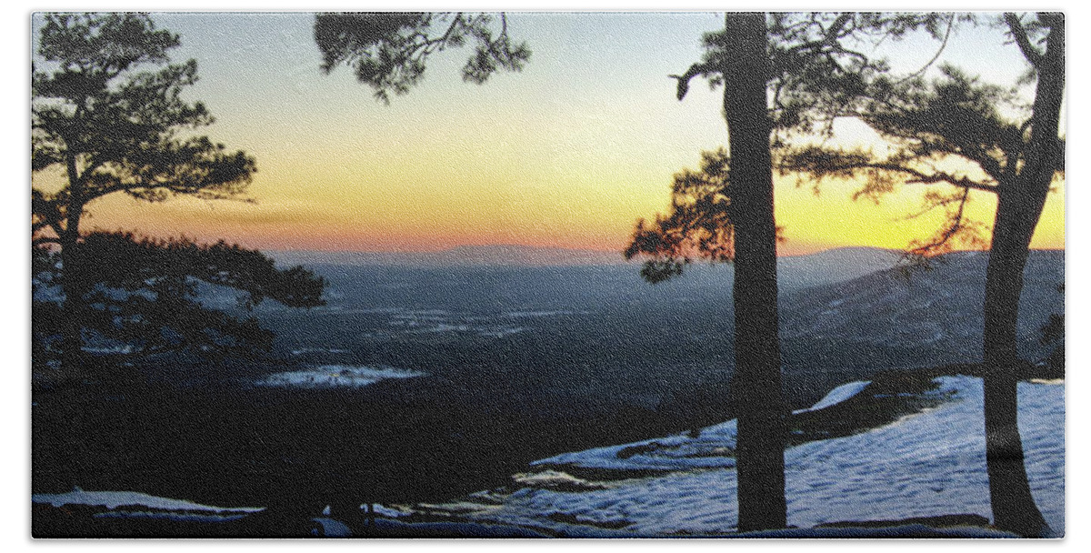 Mountains Beach Towel featuring the photograph Sunset Atop Snowy Mt. Nebo #1 by Jason Politte