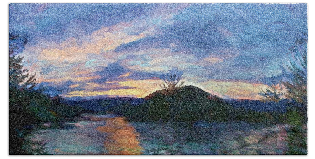 Cloudscape Beach Sheet featuring the photograph Sunset Pano - Watauga Lake #1 by Tom Culver