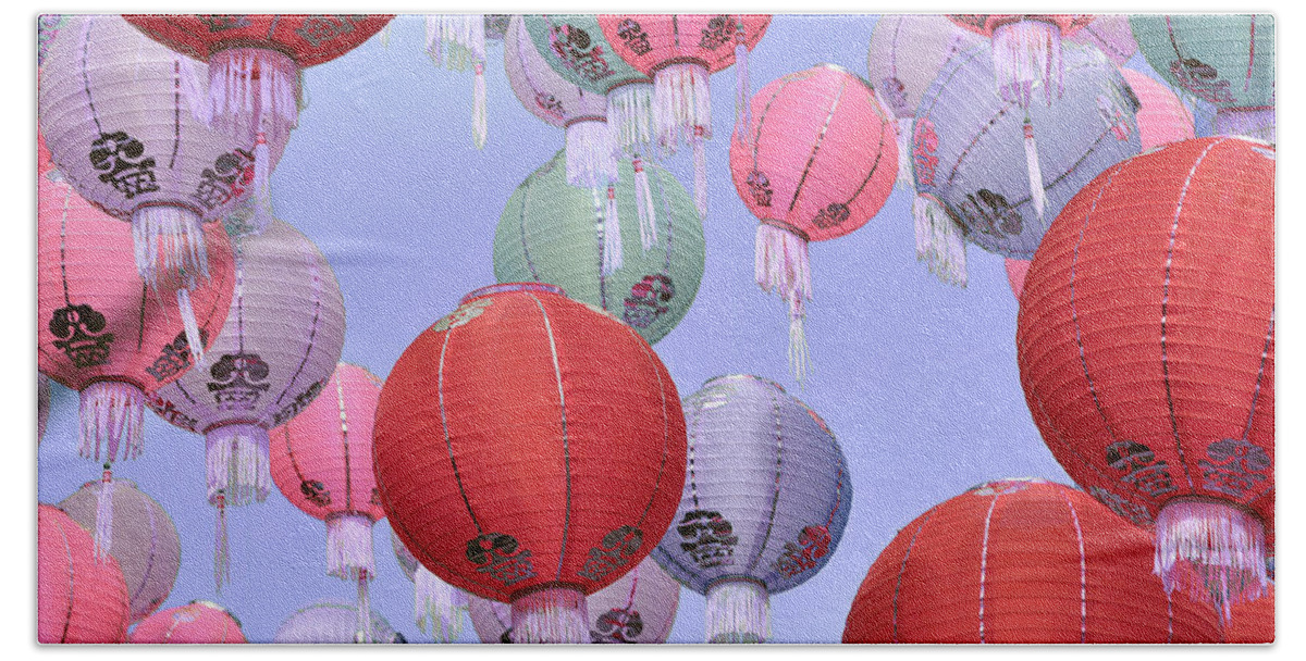 Chinese Lanterns Beach Towel featuring the photograph Surreal #1 by Fraida Gutovich
