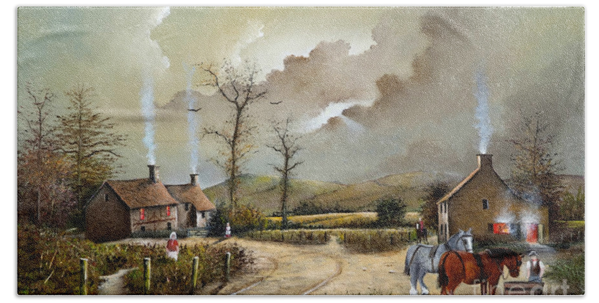 Countryside Beach Towel featuring the painting The Smithy - England by Ken Wood