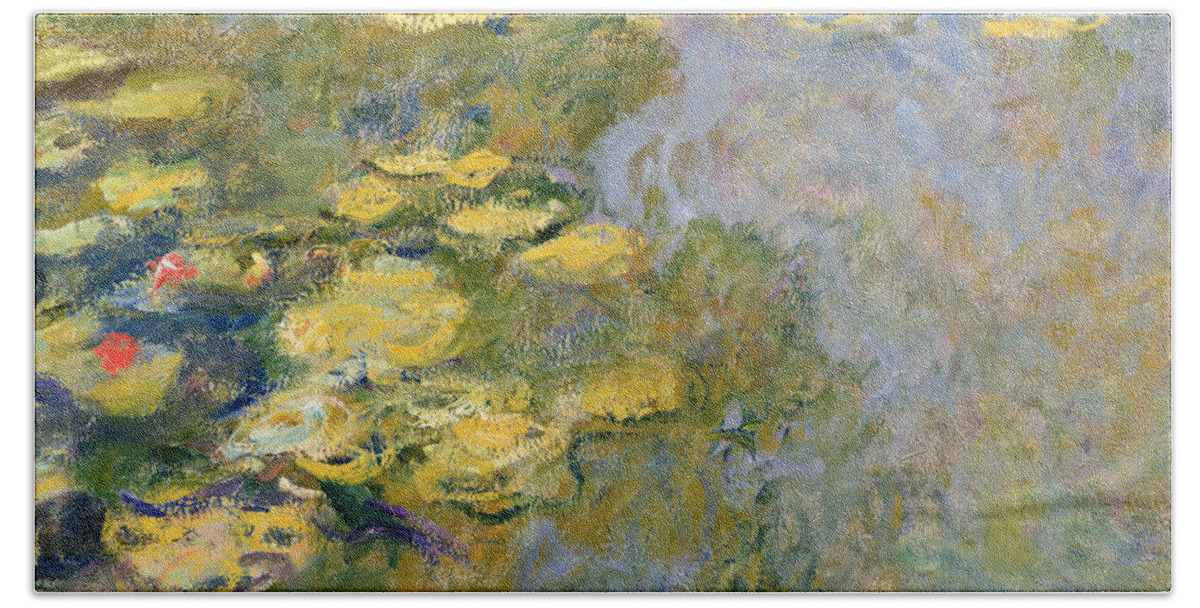 Impressionist Beach Towel featuring the painting The Waterlily Pond by Claude Monet