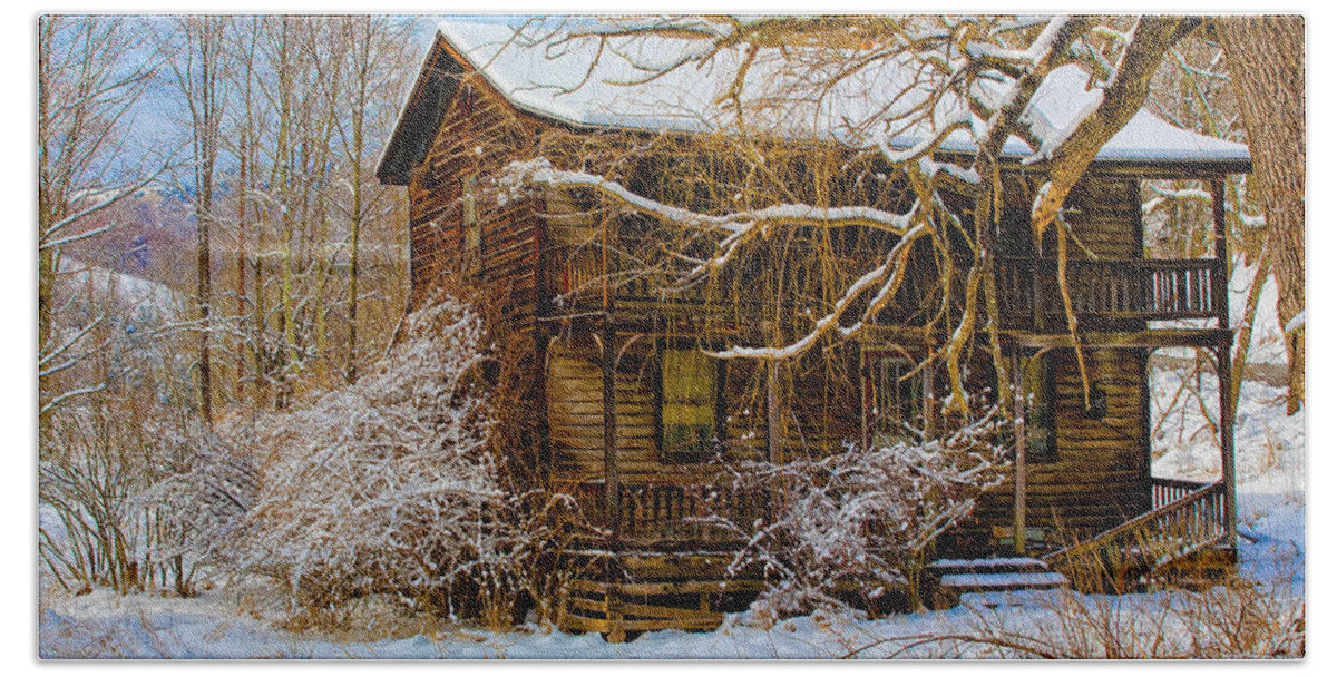 Log House Beach Towel featuring the photograph This Old House #1 by Ronald Lutz