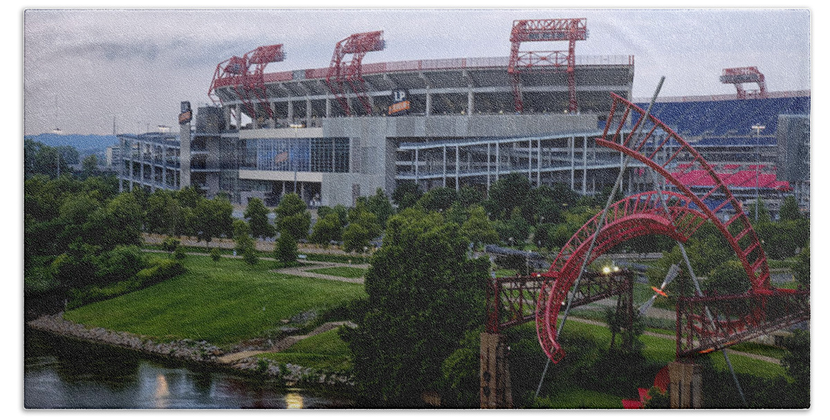 Titans Beach Towel featuring the photograph Titans LP Field #1 by Diana Powell