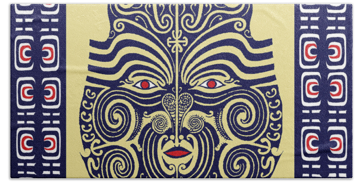 Tattoo Beach Towel featuring the digital art Marquesas Tribal Spirits by Vagabond Folk Art - Virginia Vivier