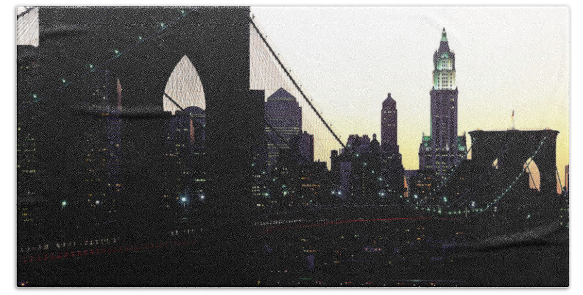 Brooklyn Bridge Beach Towel featuring the photograph View Of The New York City Skyline #1 by Rafael Macia