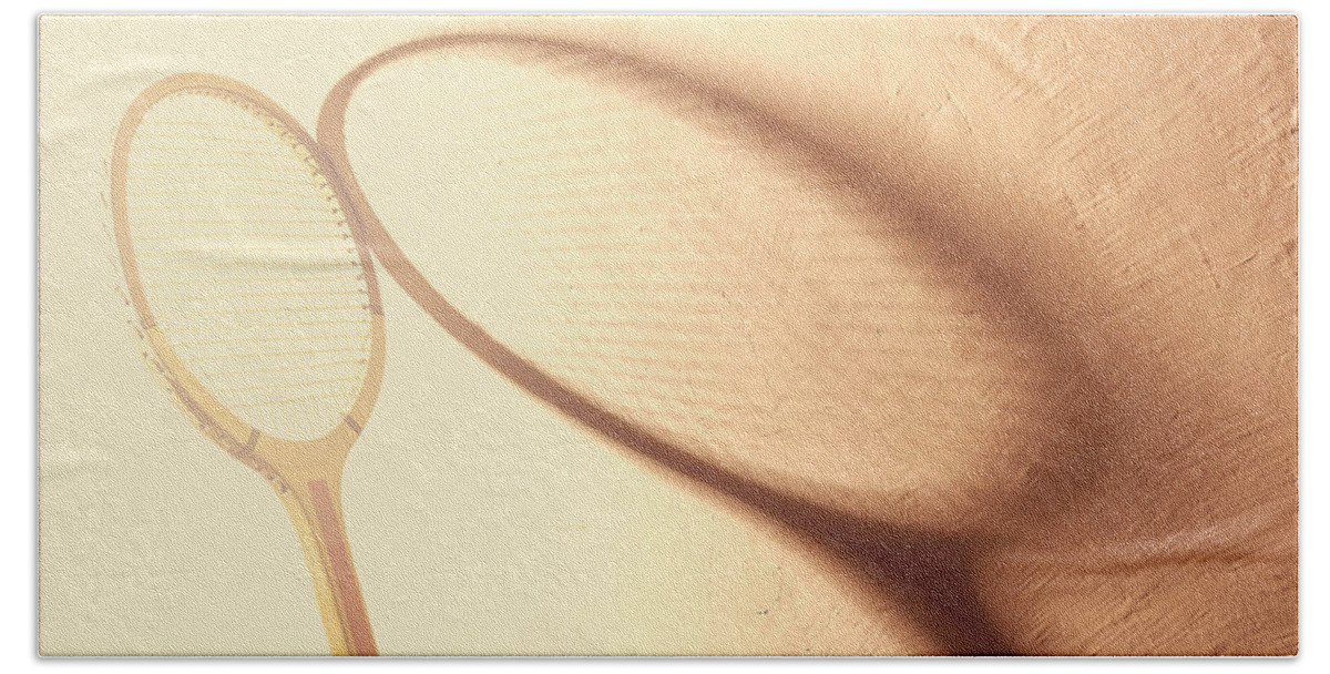 Tennis Beach Towel featuring the photograph Vintage tennis racket #1 by Dutourdumonde Photography