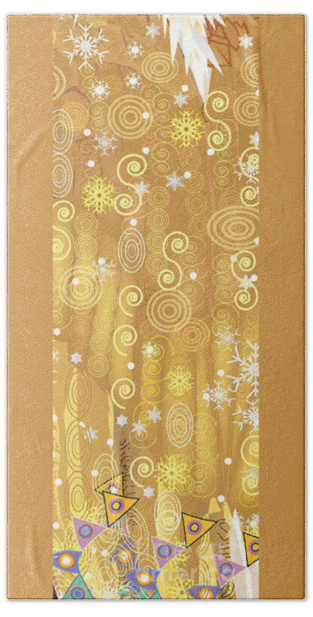 Gold Swirls Beach Towel featuring the digital art Winter Dress Detail by Kim Prowse