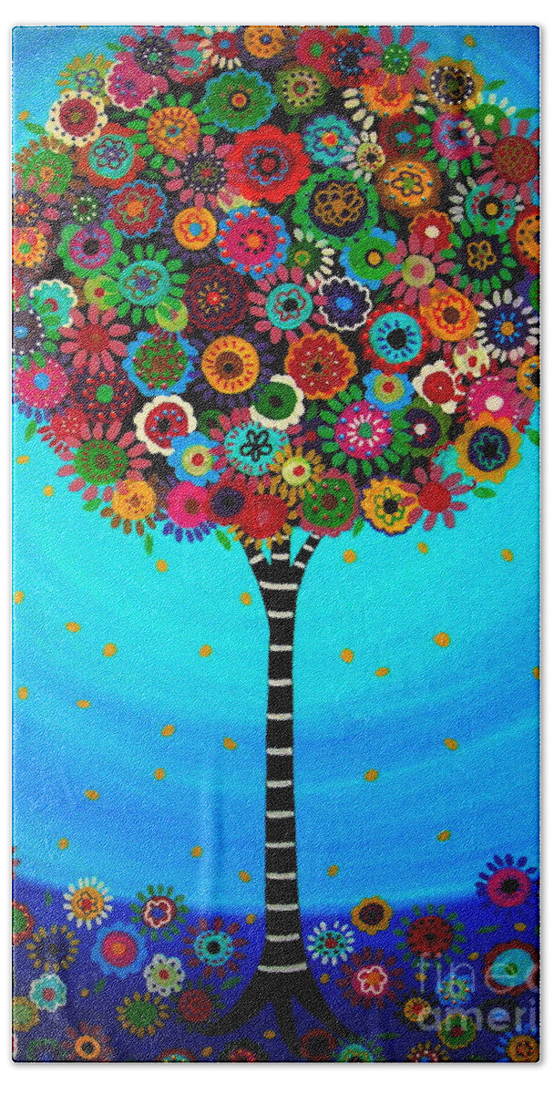 Tree Of Life Beach Towel featuring the painting Tree Of Life #11 by Pristine Cartera Turkus