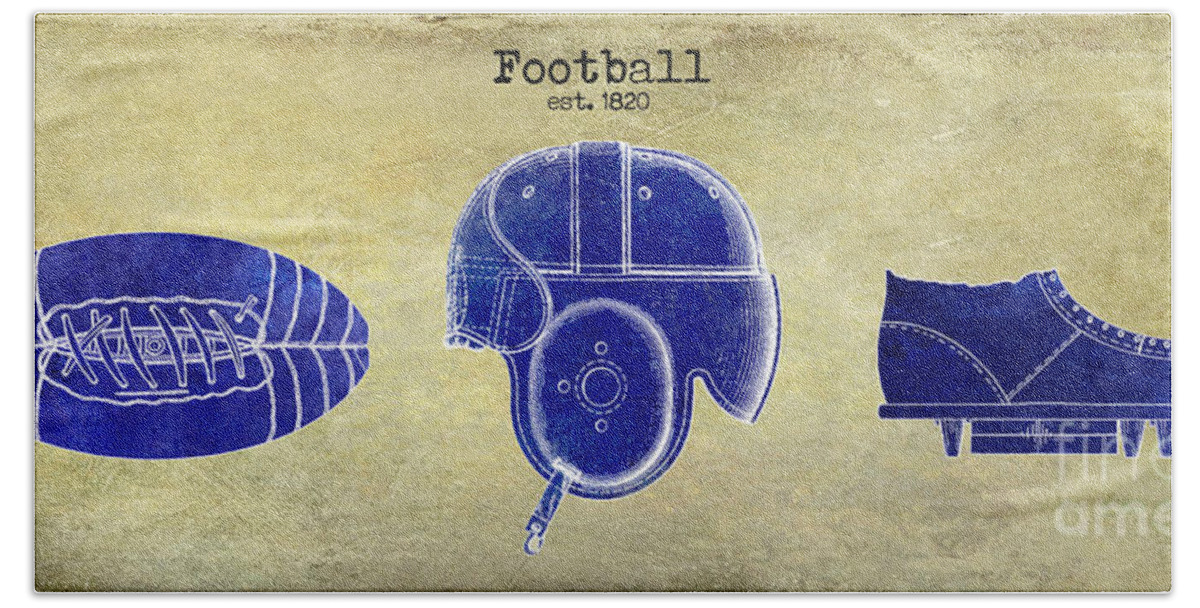 Football Helmet Patent Beach Towel featuring the photograph 1820 Football Drawing by Jon Neidert