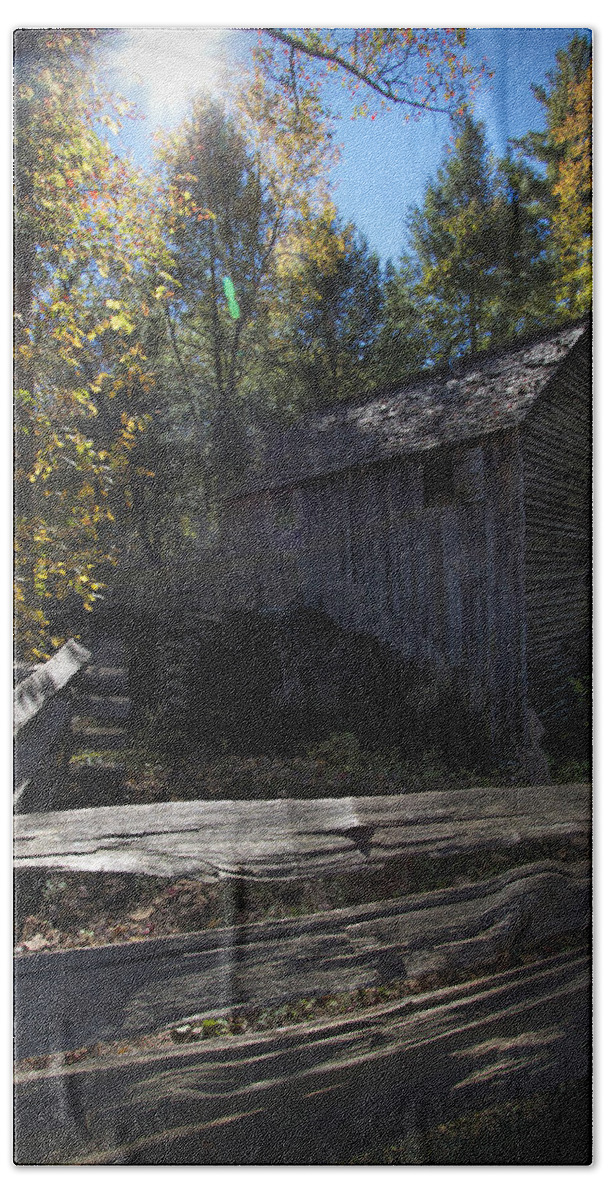 Cable Mill Beach Towel featuring the photograph 1868 Cable Mill at Cades Cove Tennessee by Kathy Clark