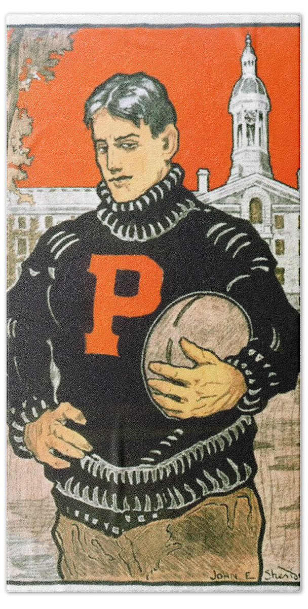 1901 Beach Towel featuring the digital art 1901 - Princeton University Football Poster - Color by John Madison