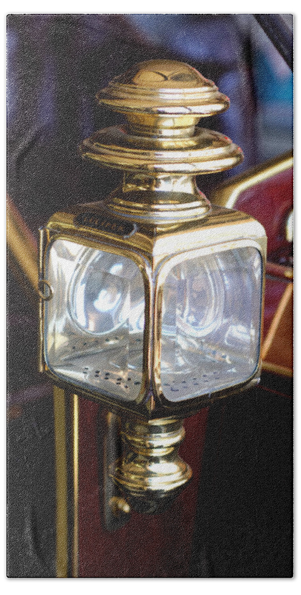 1907 Panhard Et Levassor Lamp Beach Towel featuring the photograph 1907 Panhard et Levassor Lamp by Jill Reger