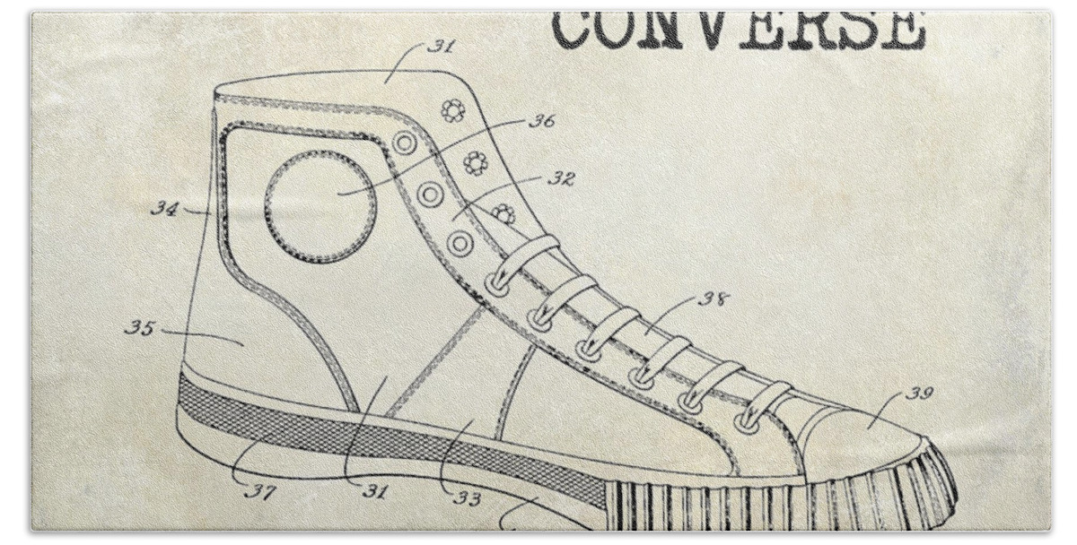 1934 Converse Shoe Patent Drawing Beach by Jon Neidert - Art America