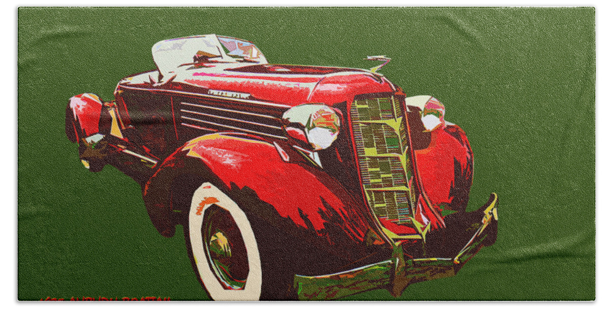 Classic Car Beach Towel featuring the painting 1935 Auburn Boattail by CHAZ Daugherty
