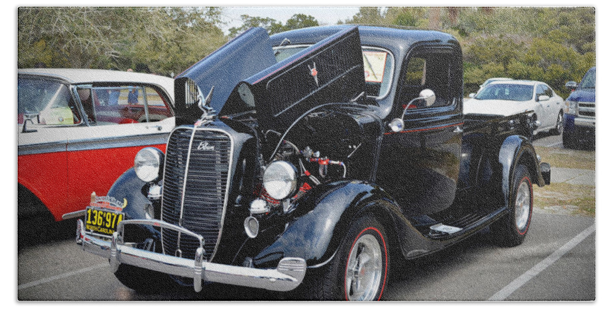 Cars Beach Towel featuring the photograph 1937 Ford Pick Up by Kathy Baccari