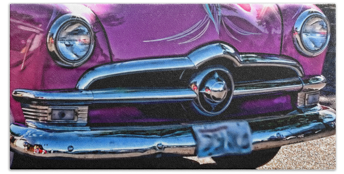 Ford Beach Towel featuring the photograph 1951 Pink Ford by Ron Roberts