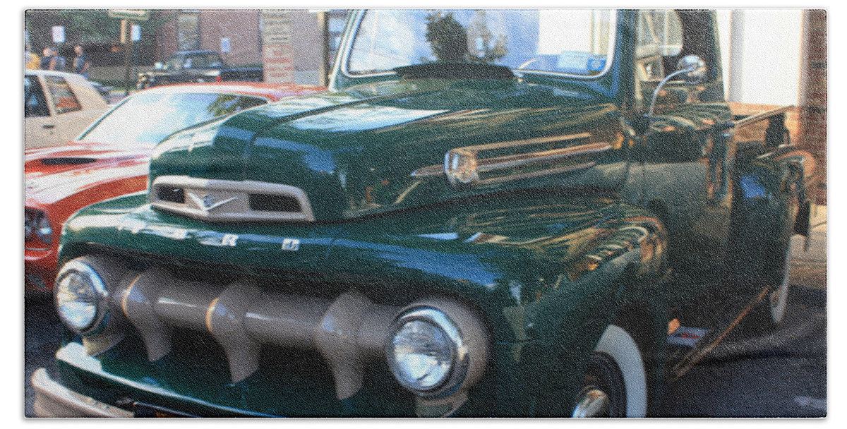 1952 Ford Pick Up Truck Front And Side View Beach Sheet featuring the photograph 1952 Ford Pick up Truck Front and Side View by John Telfer