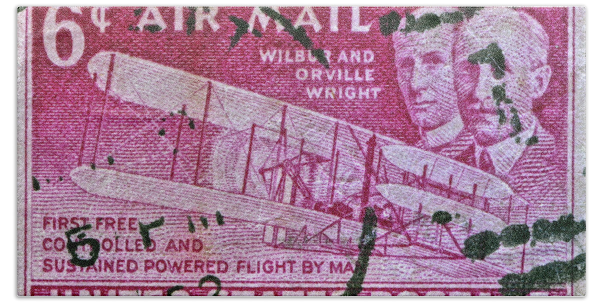 1952 Wright Brothers Stamp Beach Towel featuring the photograph 1952 Wright Brothers Stamp by Bill Owen
