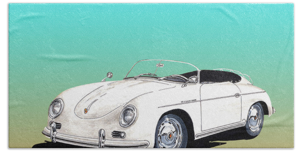 Porsche Speedster Beach Towel featuring the painting 1959 Porsche Speedster by Jack Pumphrey