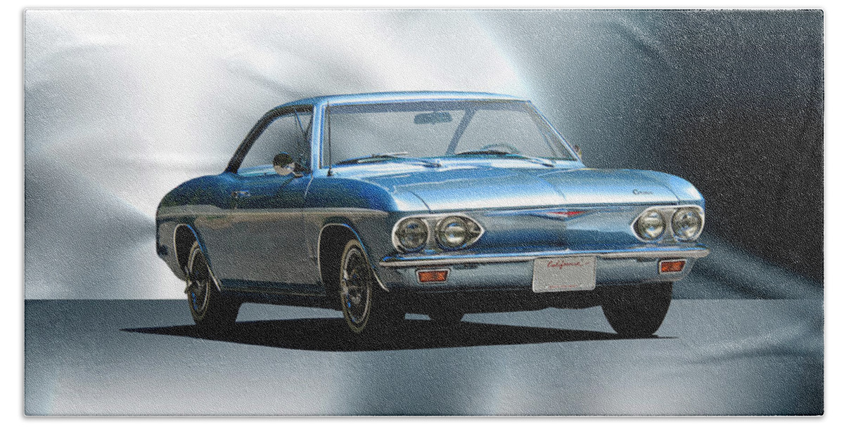 Auto Beach Towel featuring the photograph 1965 Chevrolet Corvair I by Dave Koontz