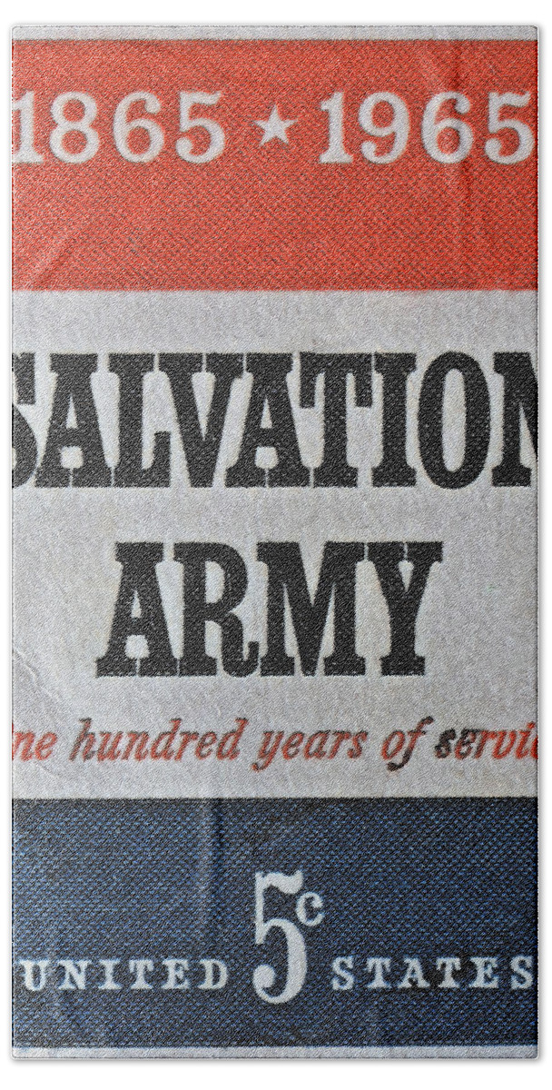 1965 Beach Towel featuring the photograph 1965 Salvation Army Stamp by Bill Owen