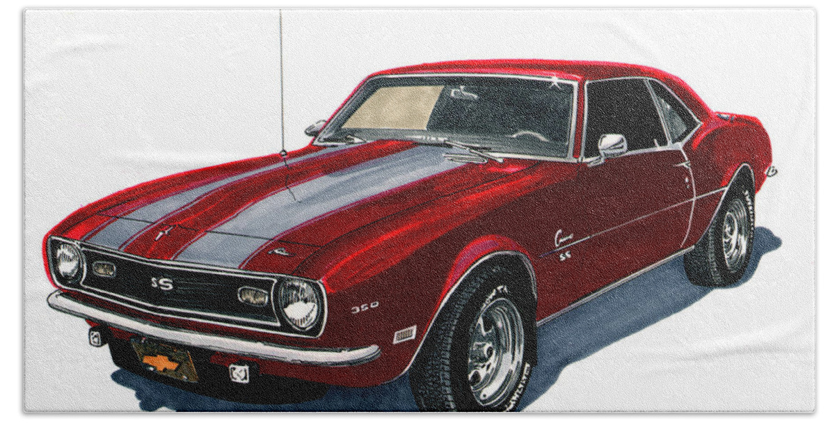 1968 Beach Towel featuring the painting 1968 Camaro SS 350 by Jack Pumphrey