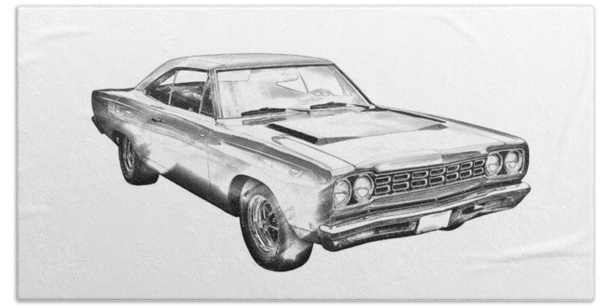 Car Beach Towel featuring the photograph 1968 Plymouth Roadrunner Muscle Car Illustration by Keith Webber Jr