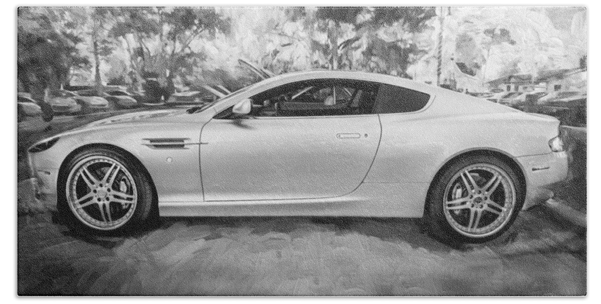 2007 Aston Martin Beach Towel featuring the photograph 2007 Aston Martin DB9 Coupe Painted BW by Rich Franco