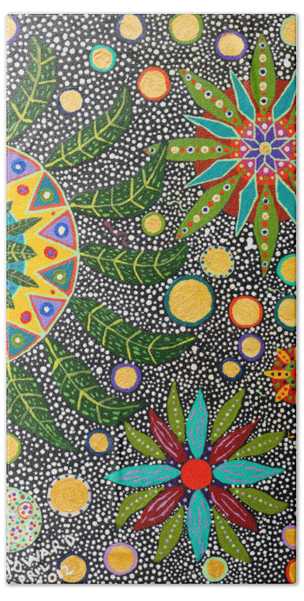 Ayahuasca Art Beach Sheet featuring the painting Ayahuasca Vision #12 by Howard Charing