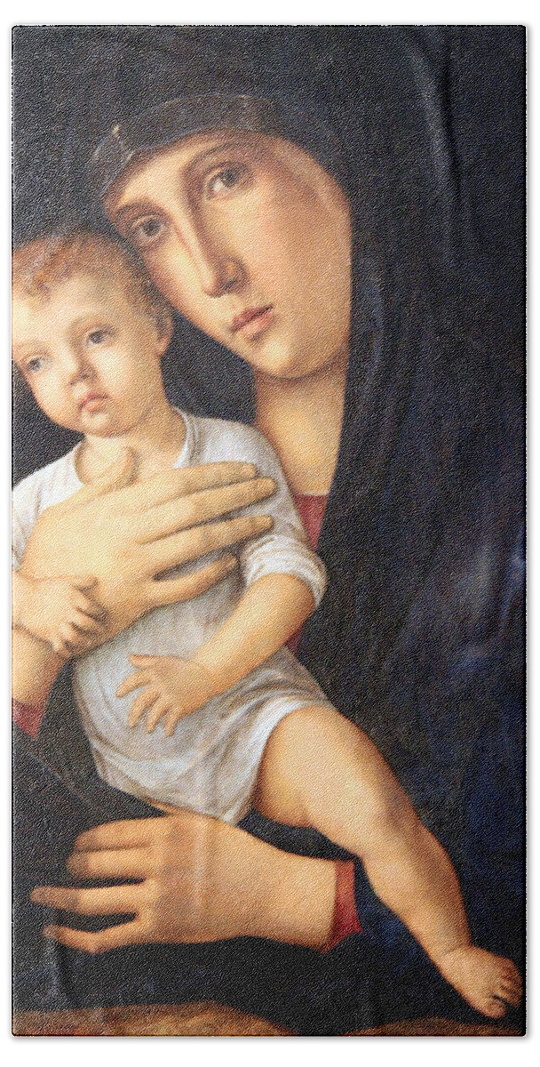 Madonna And Child Beach Towel featuring the photograph Bellini's Madonna And Child by Cora Wandel