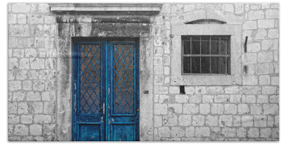 Architecture Beach Sheet featuring the photograph Blue Door by Alexey Stiop