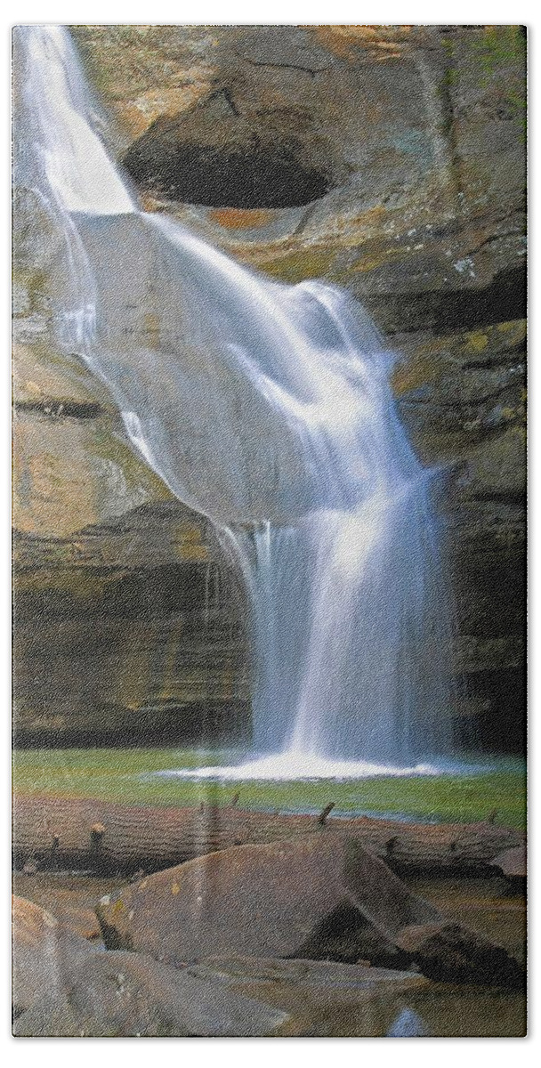 Waterfall Beach Towel featuring the photograph Cedar Falls Landscape by Angela Murdock